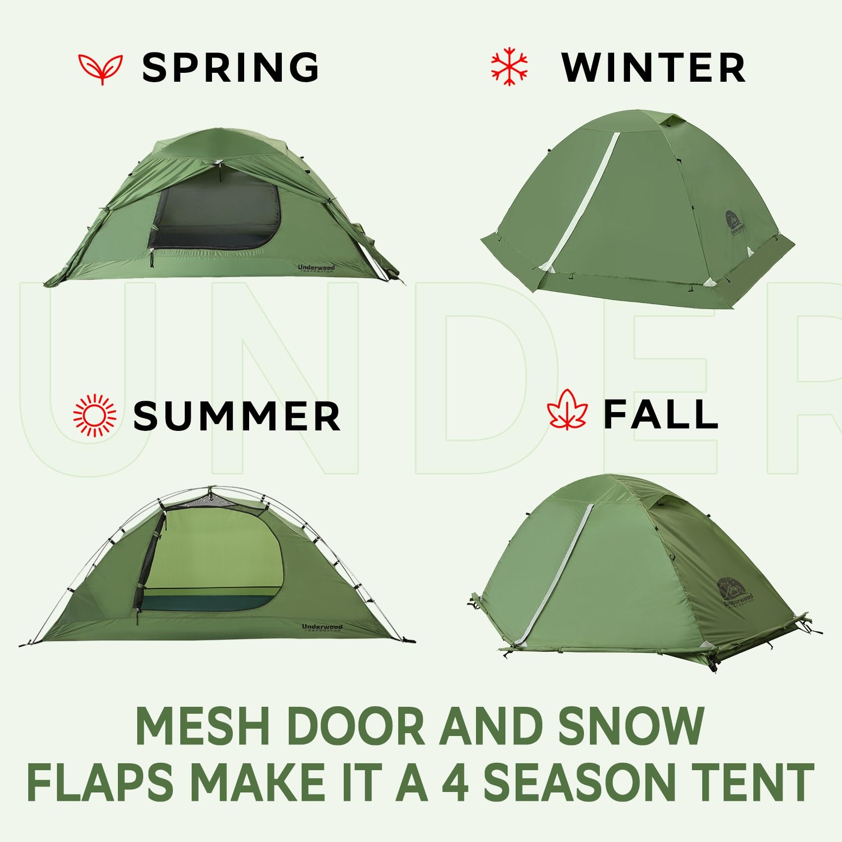 Underwood Aggregator two-person tent interior with gear pocket keeps essentials organized on trips.