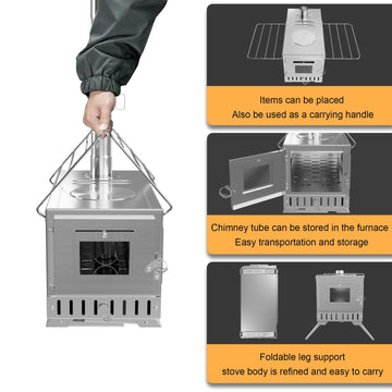 unho hot tent stove cooking-area view shows integrated heat for meals