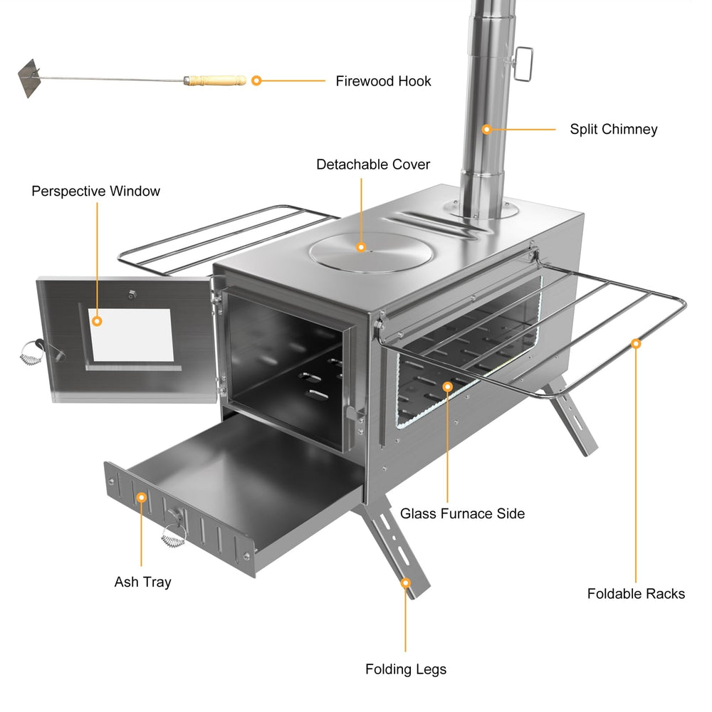 unho hot tent stove ice-fishing-use demonstrates winter heat on the ice