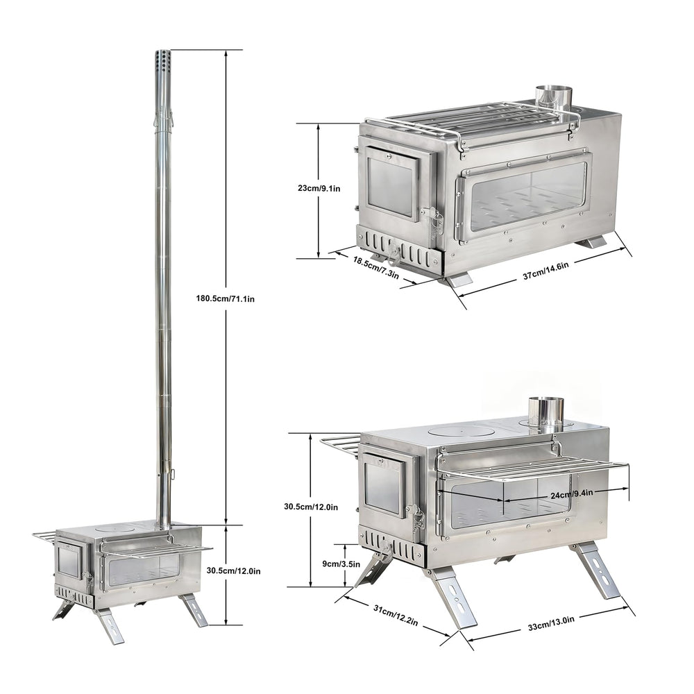 unho outdoor wood stove chimney assembly with adjustable airflow