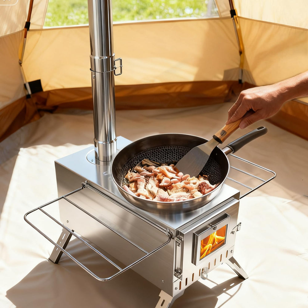 unho outdoor wood stove in use outdoors for heating and cooking