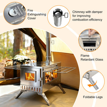 unho outdoor wood stove viewing windows allow safe flame monitoring