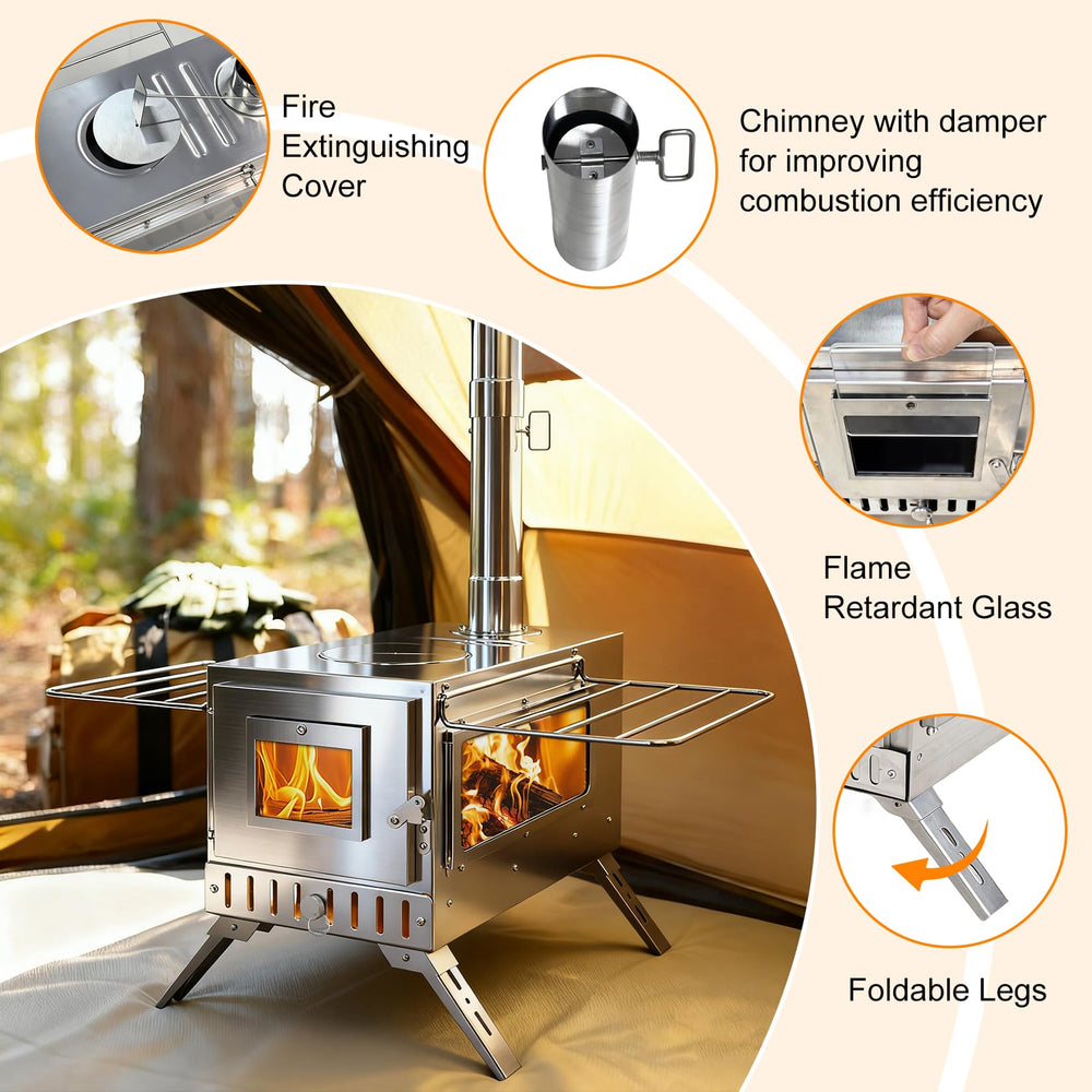 unho outdoor wood stove viewing windows allow safe flame monitoring