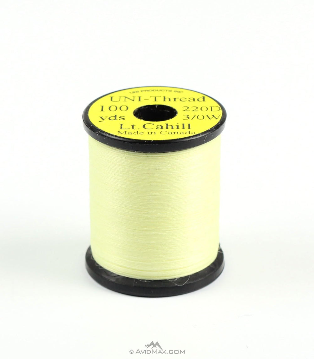 Uni-Lite waxed thread 3/0 Light Cahill lies flat for clean wraps.