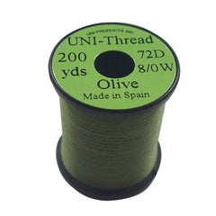 Uni Thread 8/0 olive waxed spool lies flat on the hook for clean wraps.