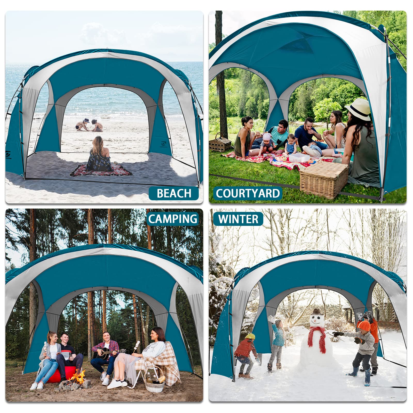 unicamper beach tent 12x12ft UPF50+ fabric blocks sun
