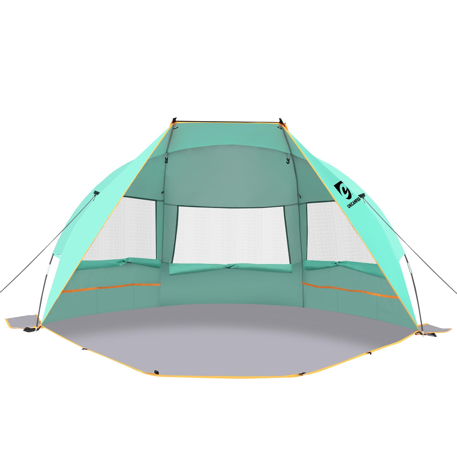 Unicamper beach tent ready for setup offering instant shade at the beach