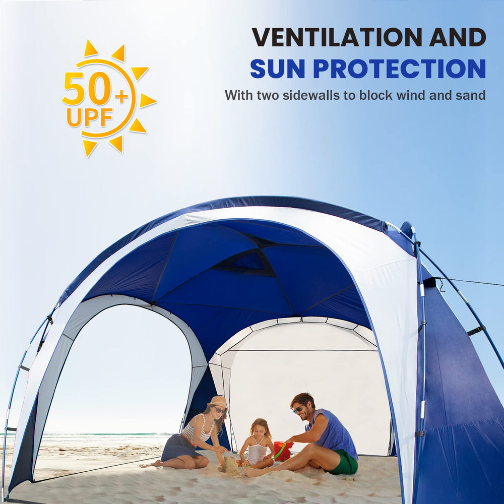 UNICAMPER canopy with fiberglass poles ensures sturdy, quick setup in breeze.