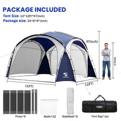 UNICAMPER large canopy with side wall attached for privacy and weather protection.