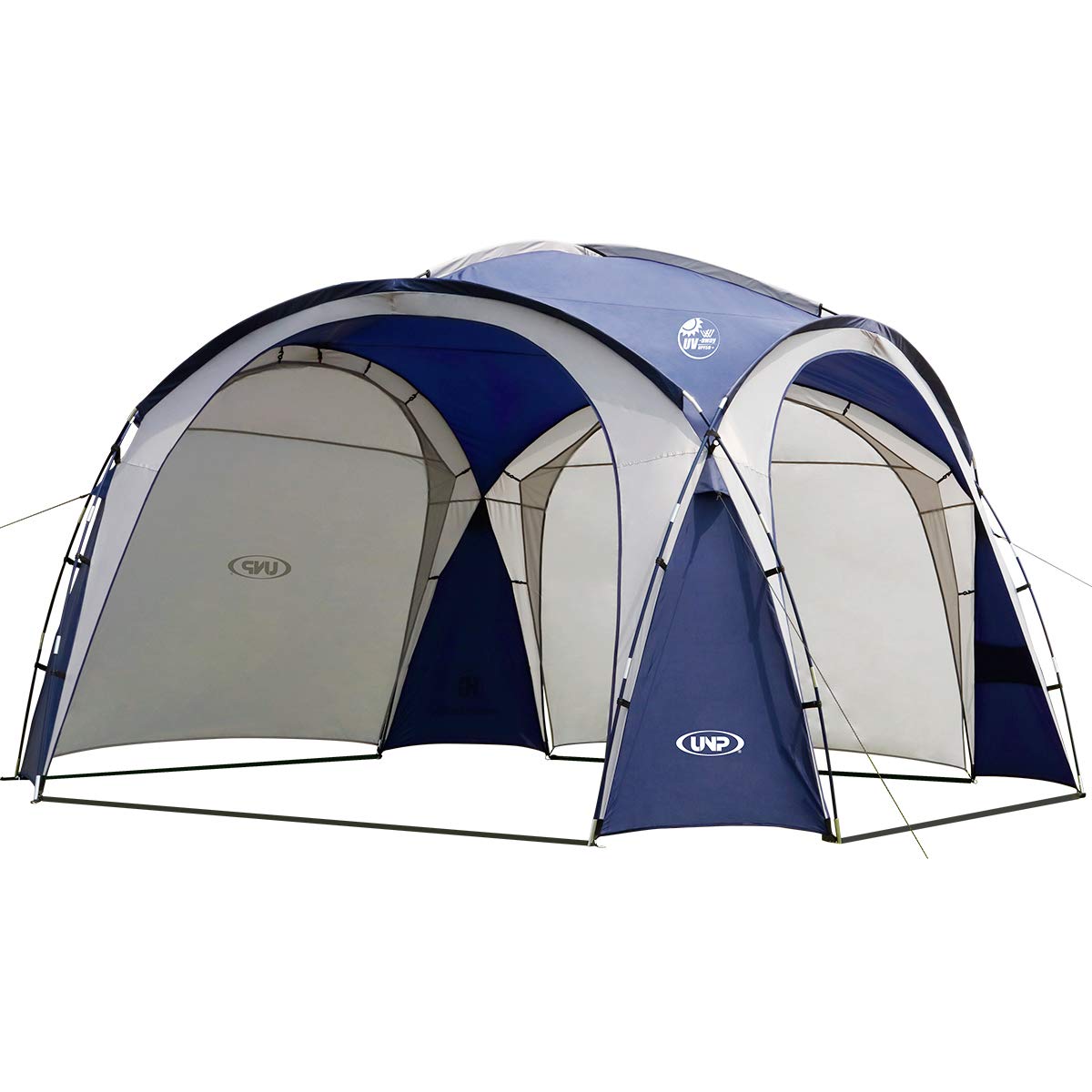 UNICAMPER quick-stable setup with guy lines helps performance in windy conditions.
