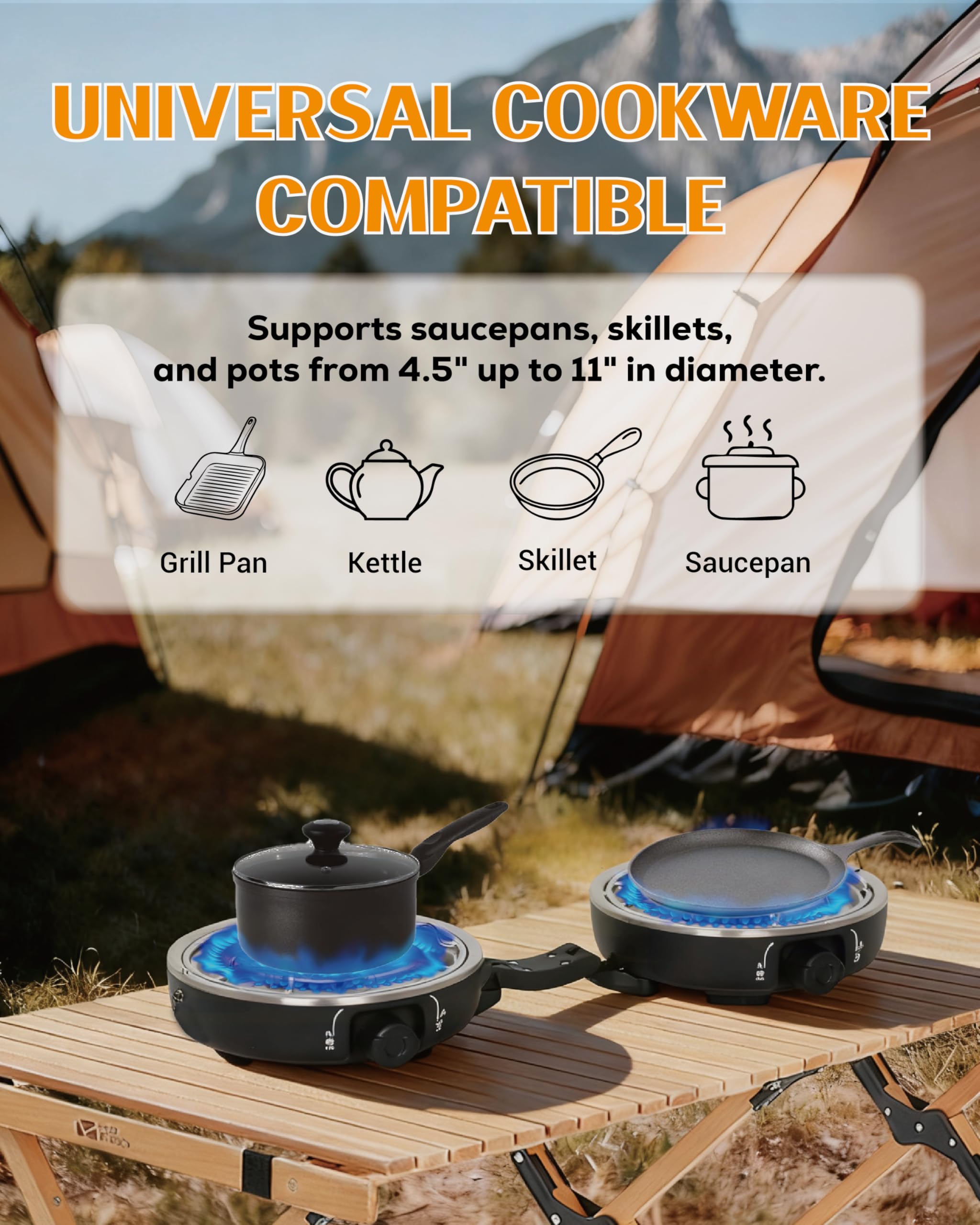 UNICCA propane 2-burner stove folded compact for travel