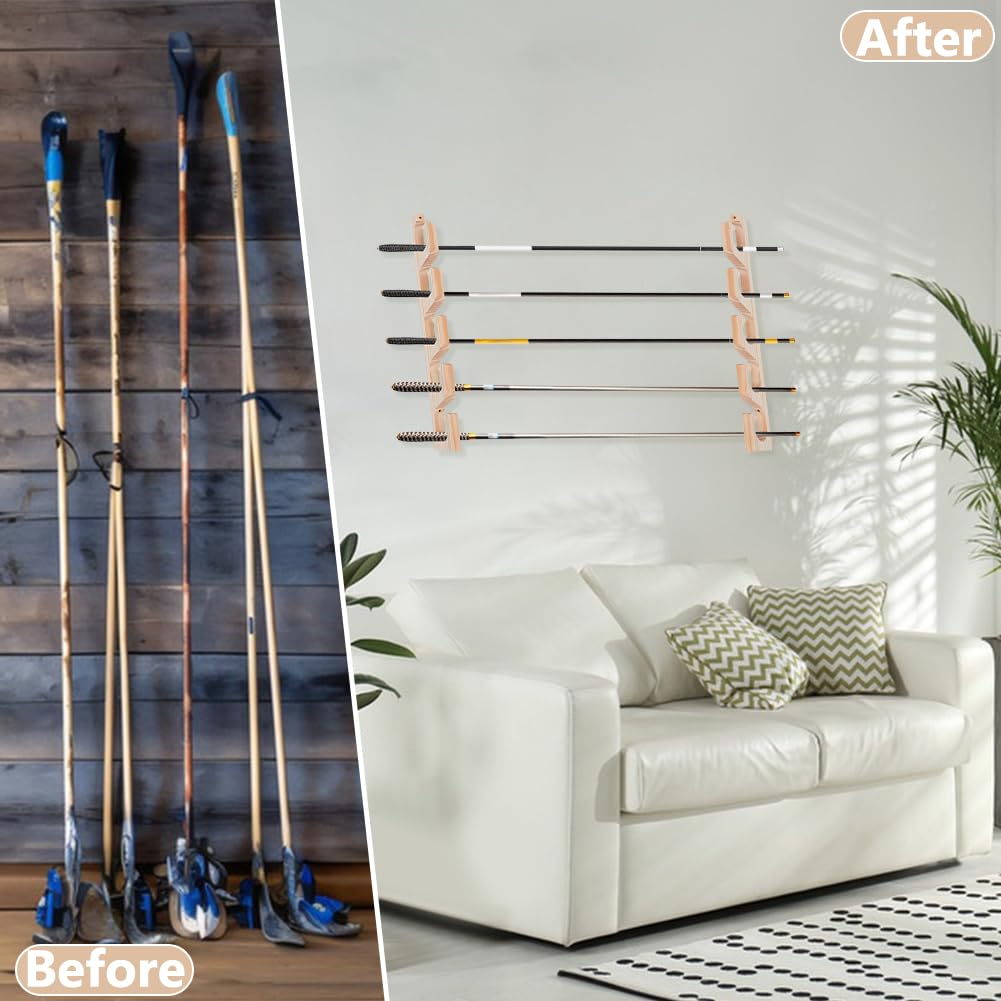 UNICRAFTALE bamboo wall mount rod holder in antique white, durable and moisture-resistant.