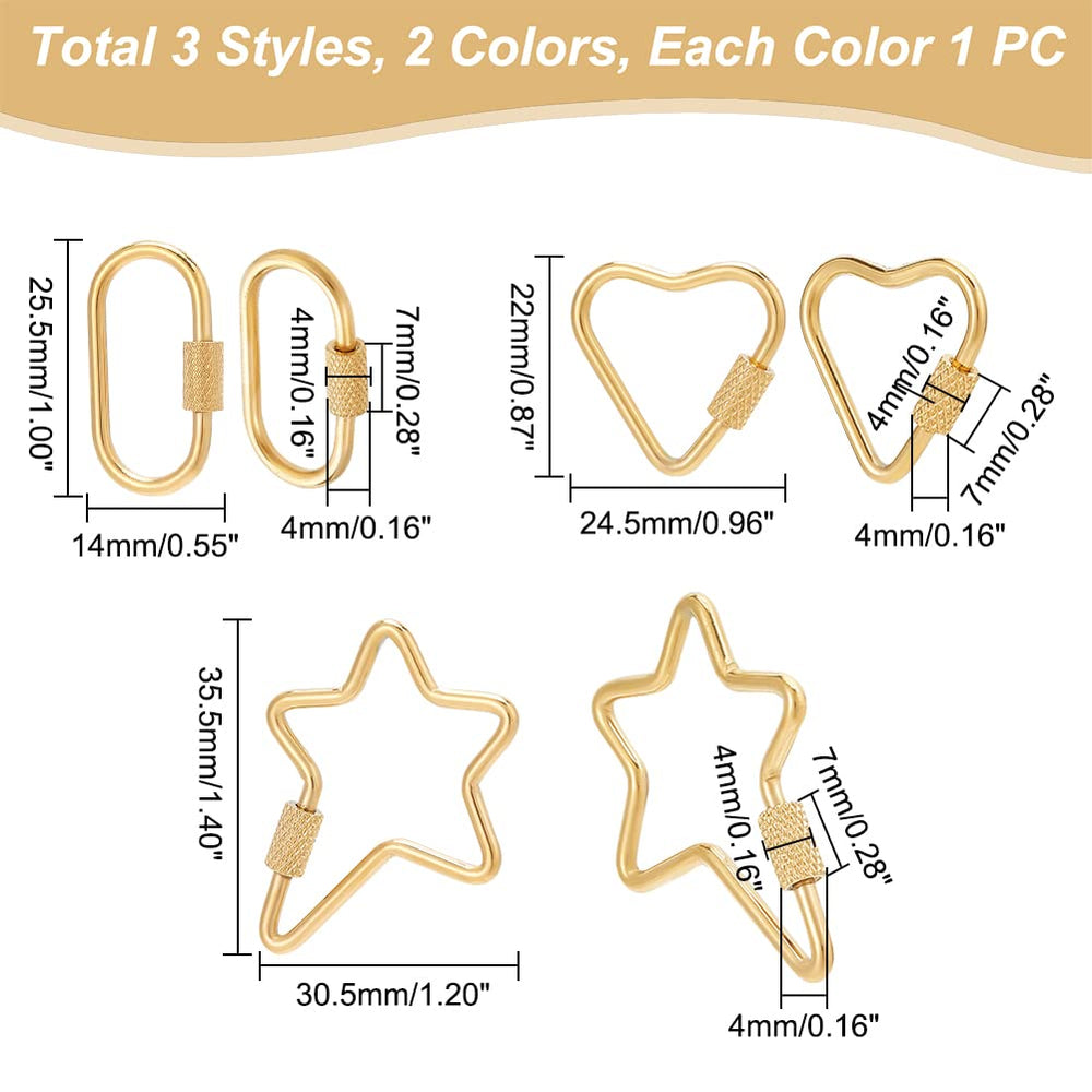 UNICRAFTALE heart charms carabiner ideal for jewelry crafting
