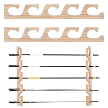 UNICRAFTALE horizontal rod holders on wall keeping fishing rods organized and accessible.
