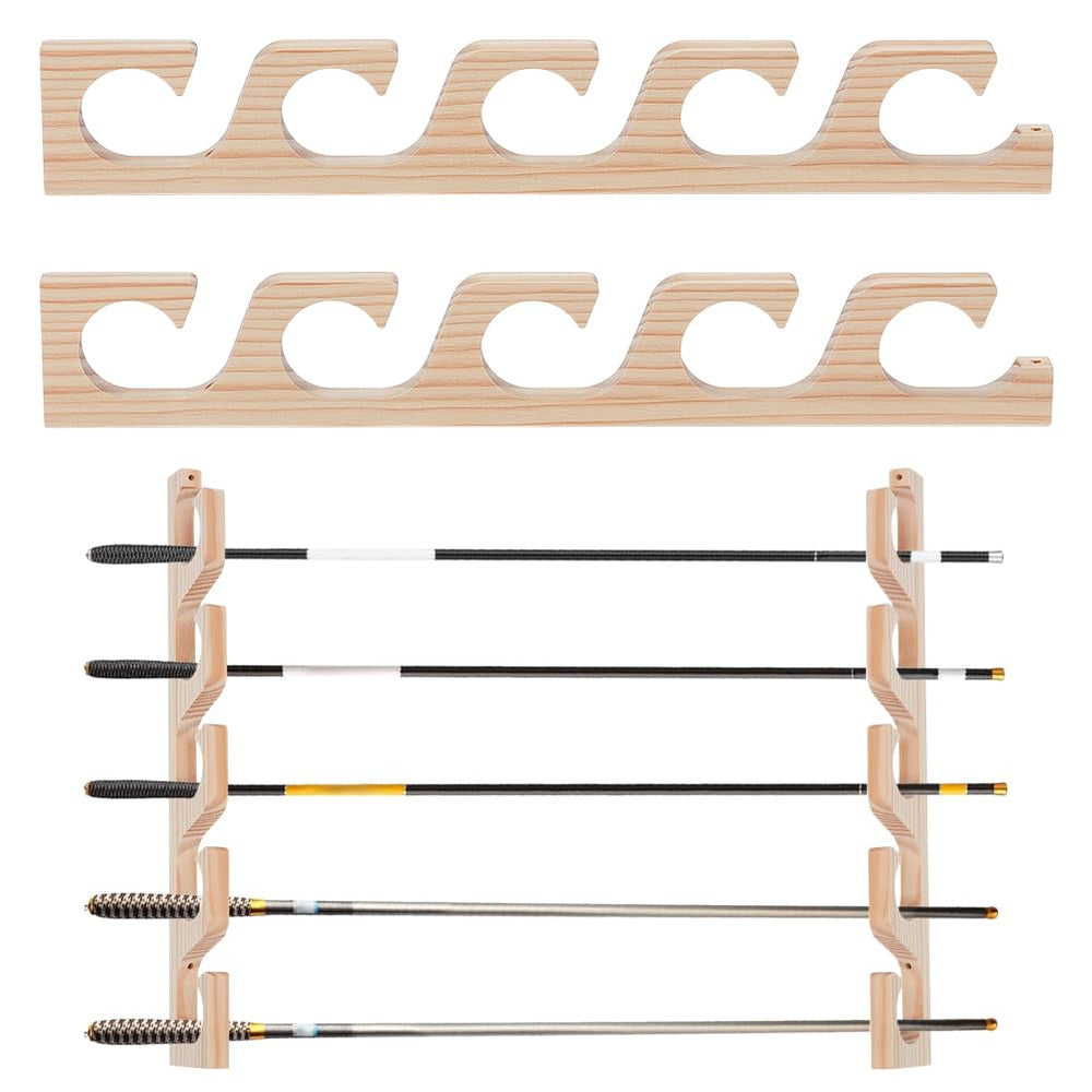 UNICRAFTALE horizontal rod holders on wall keeping fishing rods organized and accessible.