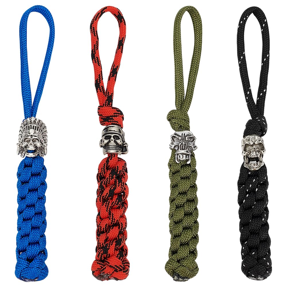 UNICRAFTALE paracord knife lanyard with four skull beads for easy access and distinctive style.