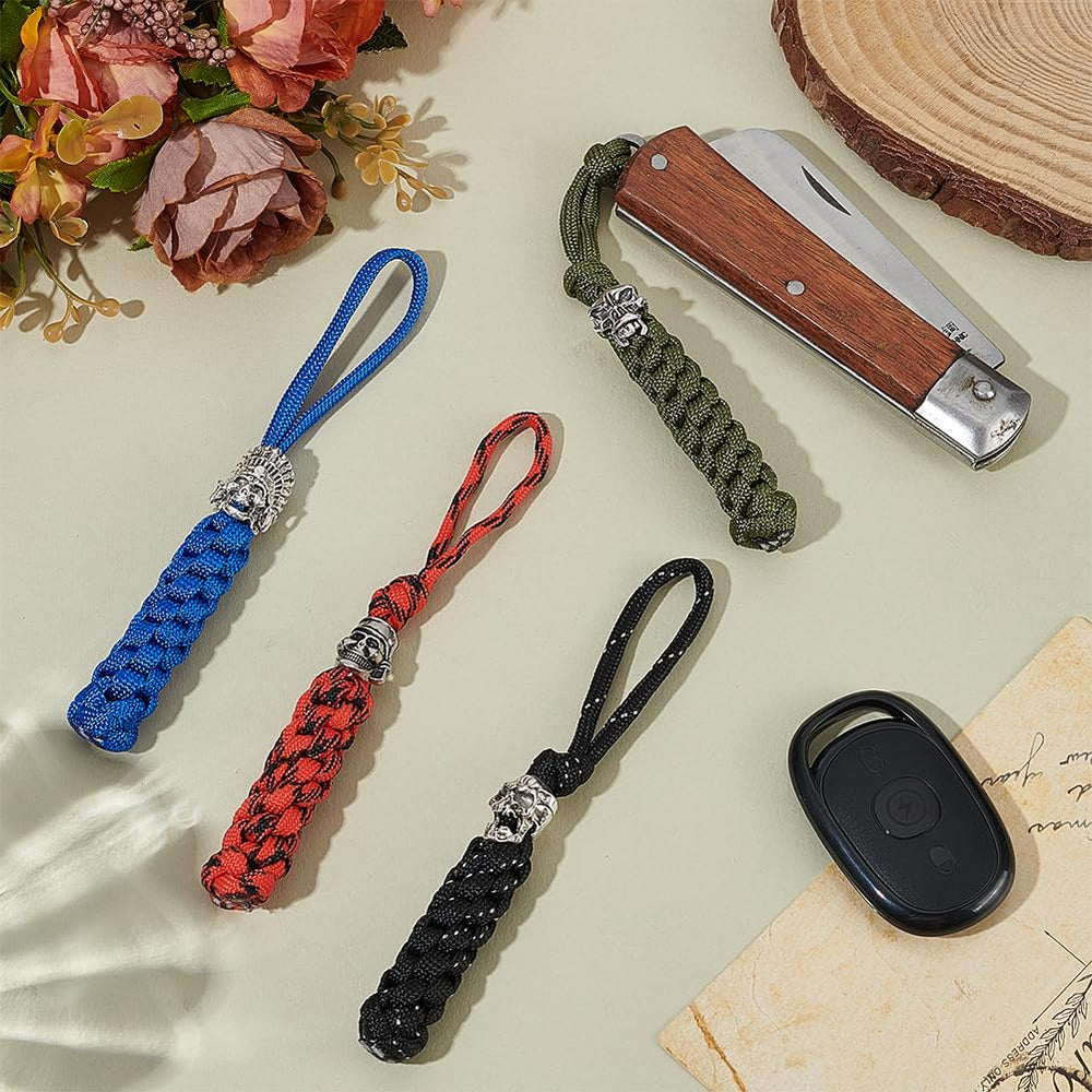 UNICRAFTALE paracord knife lanyard closeup showing durable metal beads and premium grip.