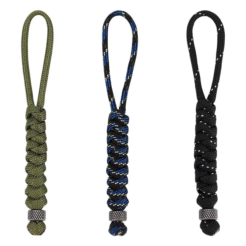 UNICRAFTALE paracord knife lanyard with stainless beads and 13 cm length for secure grip.