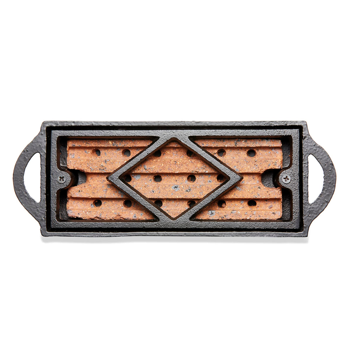 UniFlame Cast Iron Firestarter Tray, fully assembled, ready for quick lighting in your fireplace.