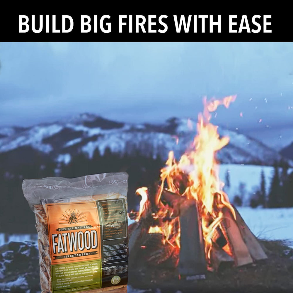 UniFlame Fatwood at a campsite ready for a steady flame
