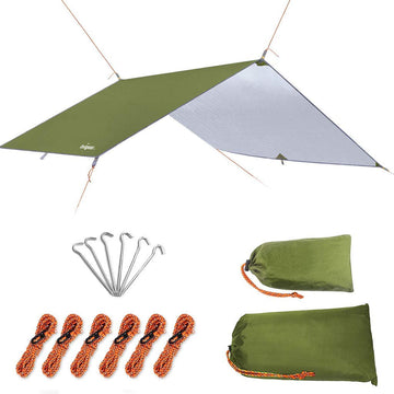 Unigear Hammock Rain Fly full setup shows versatile shelter for camping and outdoor shade.