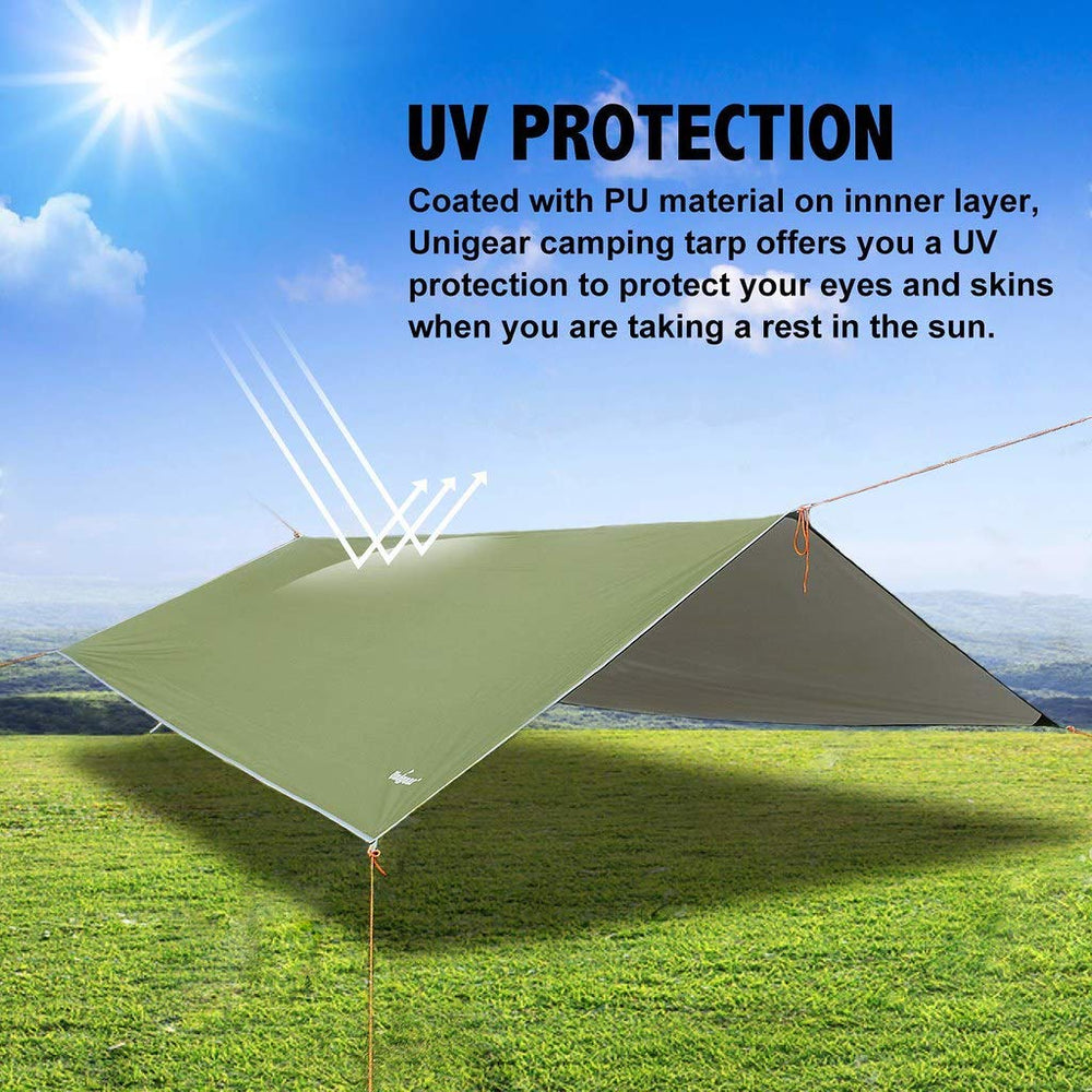 Unigear Hammock Rain Fly shelter use demonstrates hammock shelter versatility in camp.