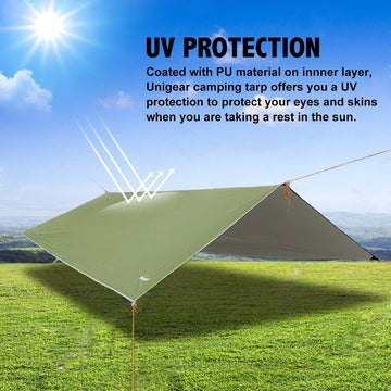 Unigear hammock shelter cover used over a camping setup