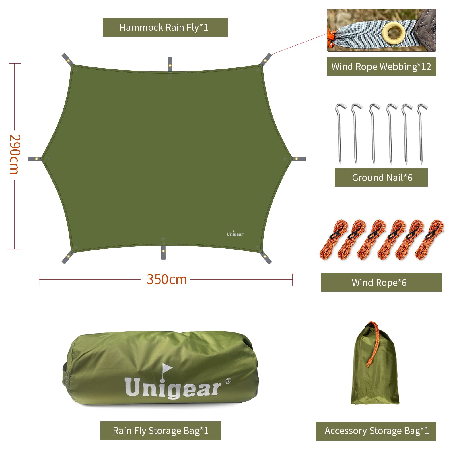 Unigear rain fly doubles as multifunctional shelter for camping and beach trips.