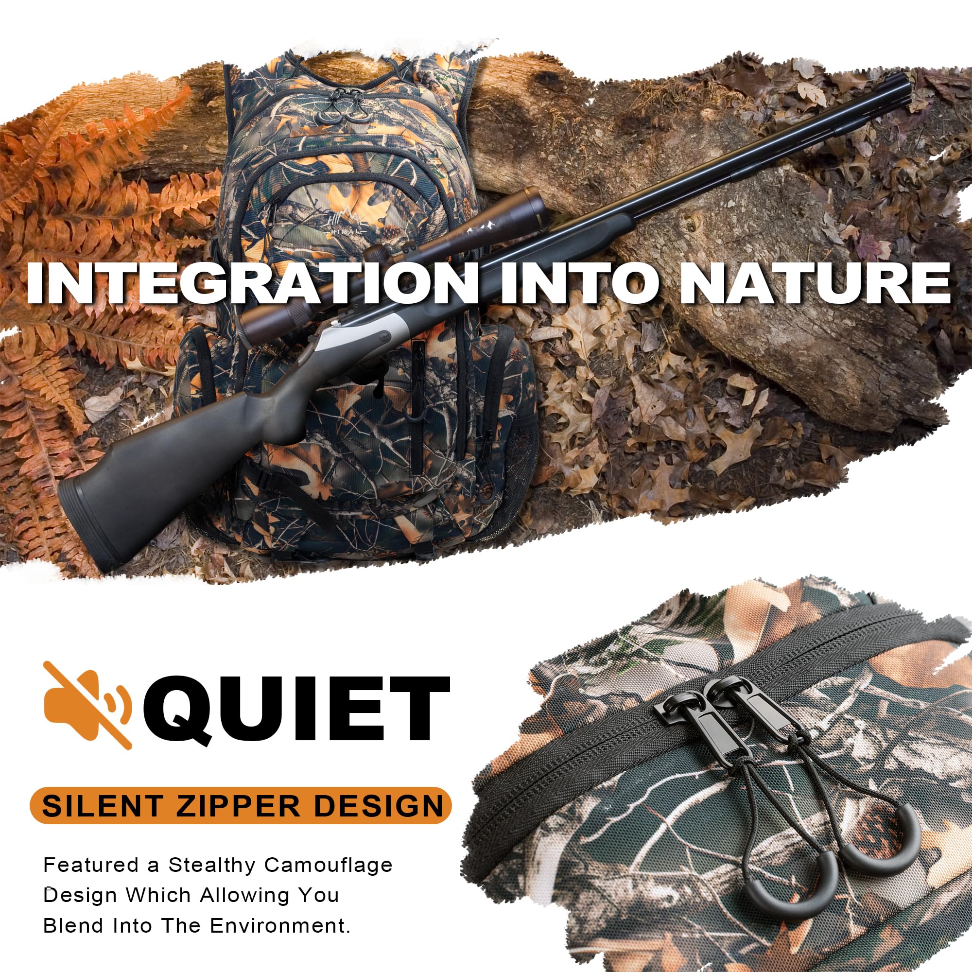 UNIHIMAL hunting backpack rain cover stowed demonstrates weather protection for sudden rain.
