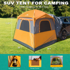 UNIHIMAL SUV Tent interior shows 8x8 ft space for 5-8 campers