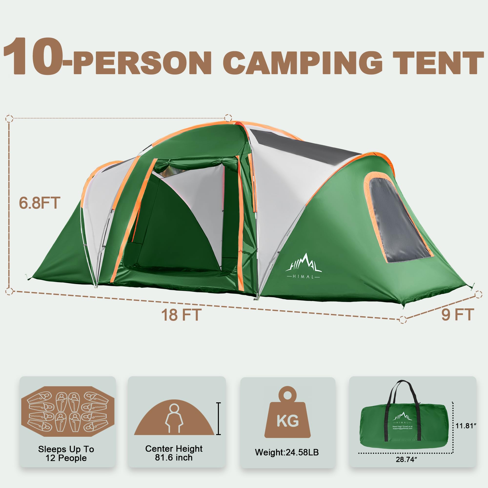 UNIHIMAL tent interior with two rooms highlights private sleeping areas.
