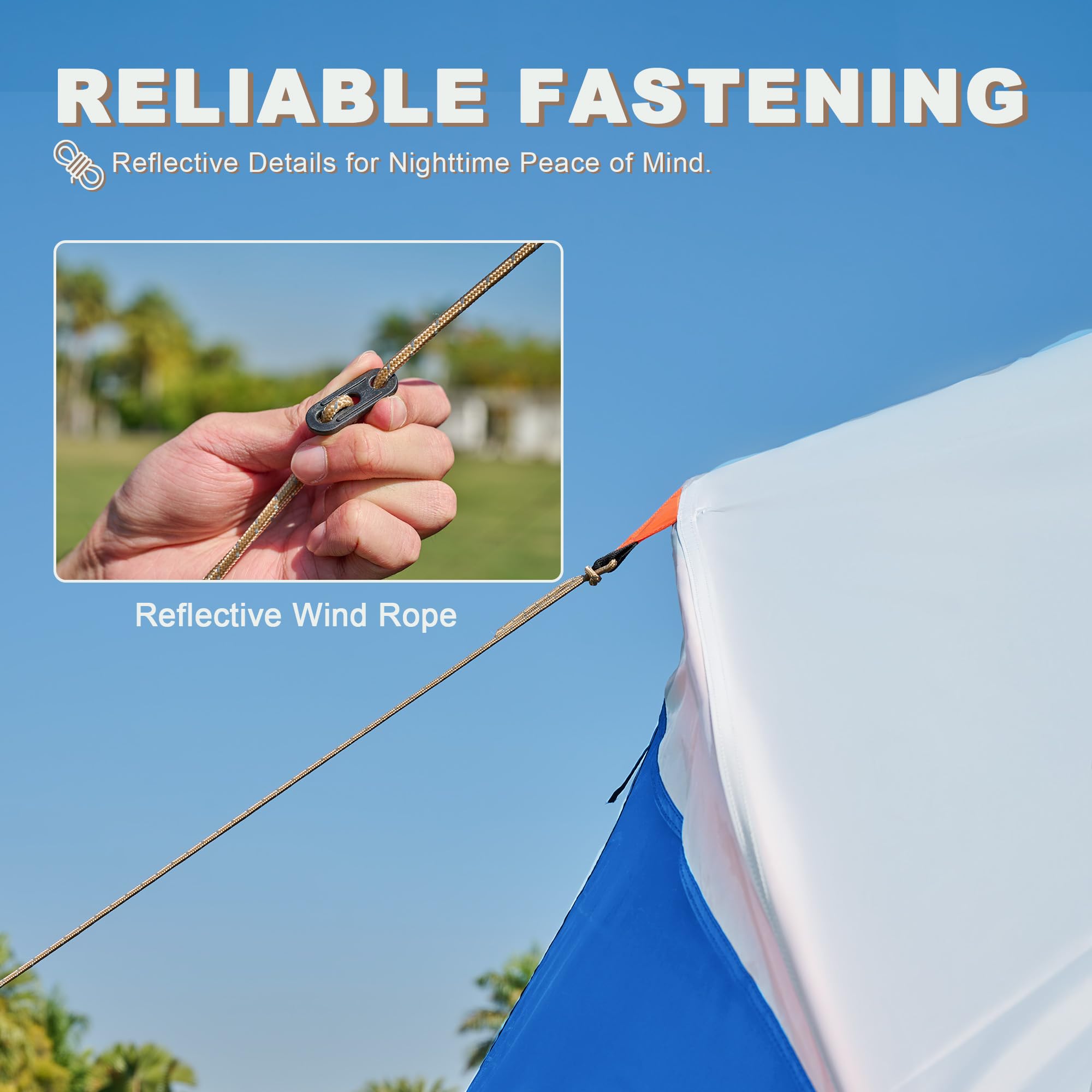 UNIHIMAL tent exterior highlights waterproof, weather-ready construction for wet conditions.