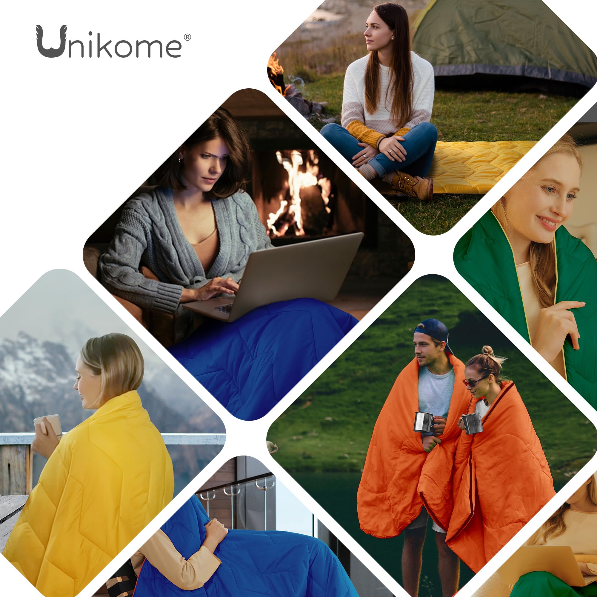 UNIKOME outdoor blanket weighs 30 oz for ultralight travel.