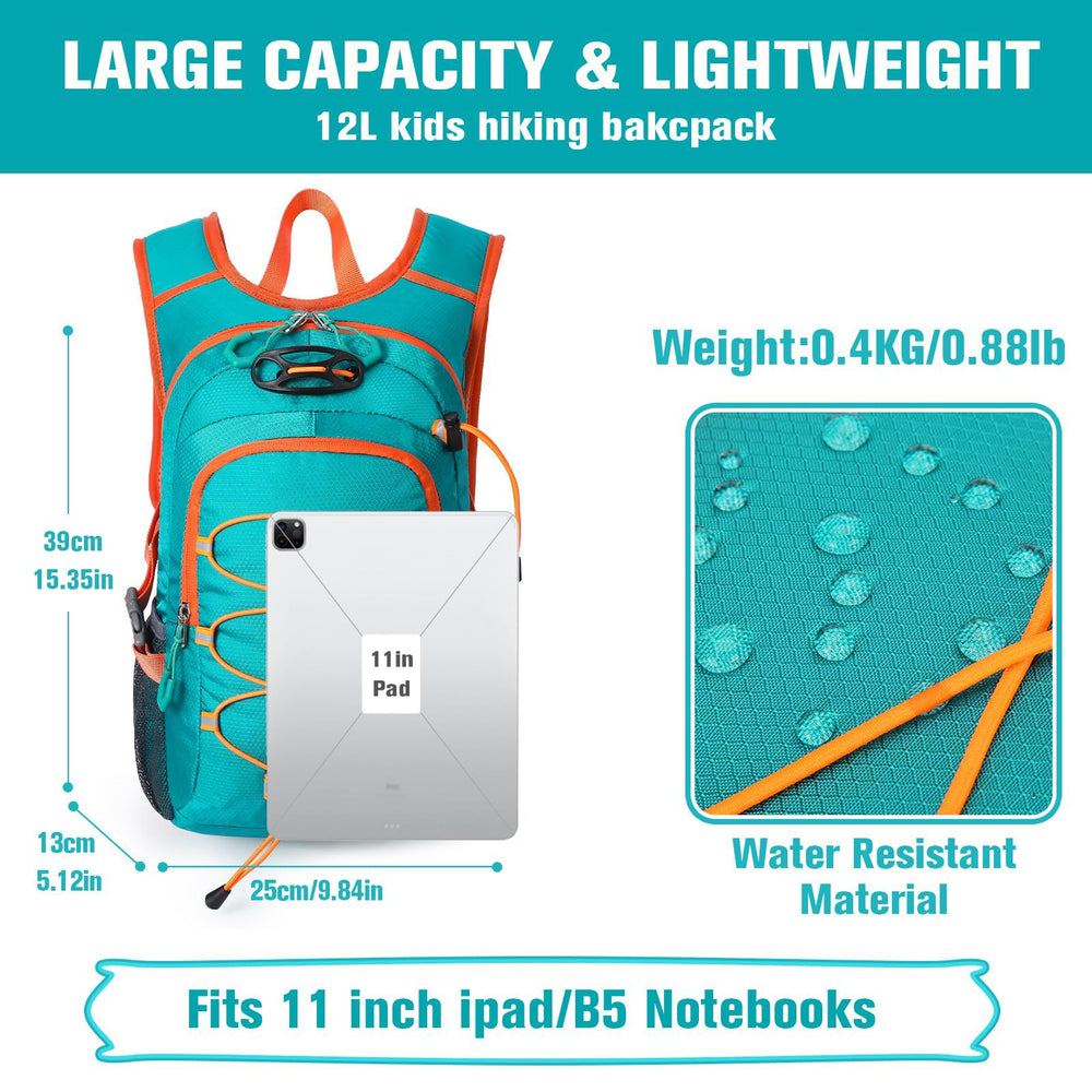Unineovo 12L kids hiking backpack shoulder straps demonstrate adjustable, comfortable fit.