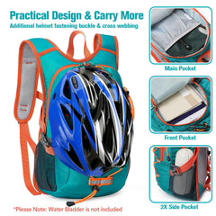Unineovo 12L kids hydration backpack front water bladder compartment ready for quick drinks.
