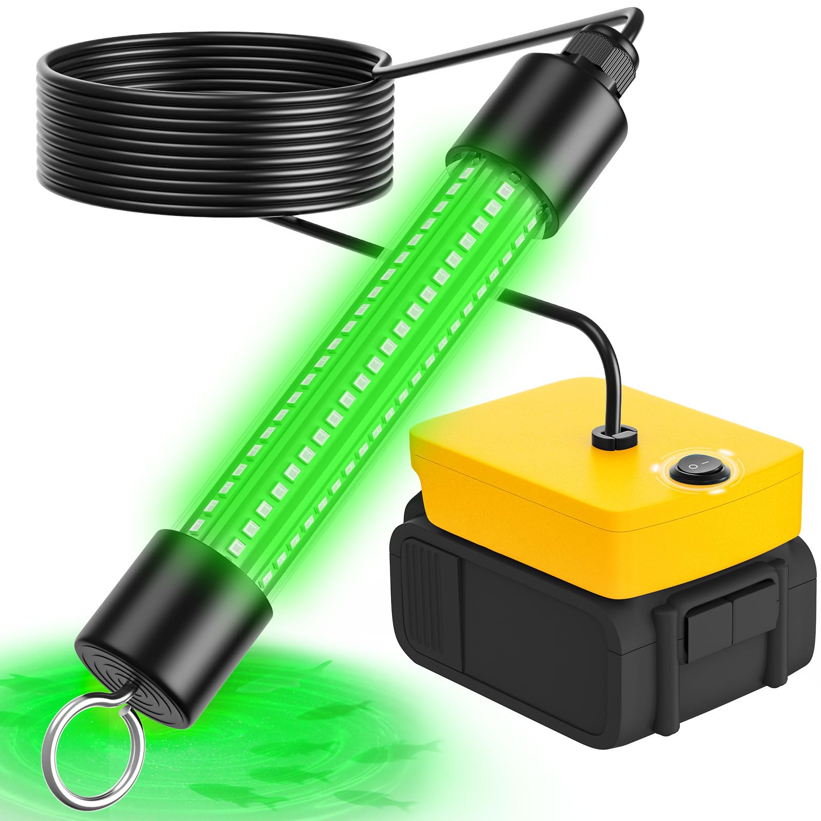 Uniqwamo underwater light 1300-lumen green glow for deeper night fishing visibility.