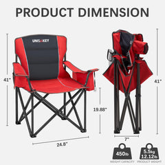 Unisakey heavy-duty frame in red folding chair provides stable seating