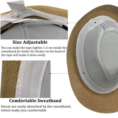 Breathable paper straw fedora with adjustable inner drawstring