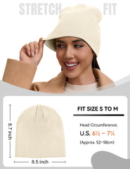 Unisex stretch-fit winter beanie in beige