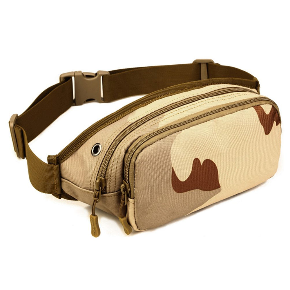 UNISTRENGH Sansha camouflage tactical waist bag, front view showing compact, versatile design.