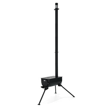 UNISTRENGH folding camp stove in black, front view, compact for outdoor cooking.