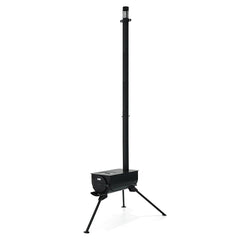 UNISTRENGH folding camp stove in black, front view, compact for outdoor cooking.