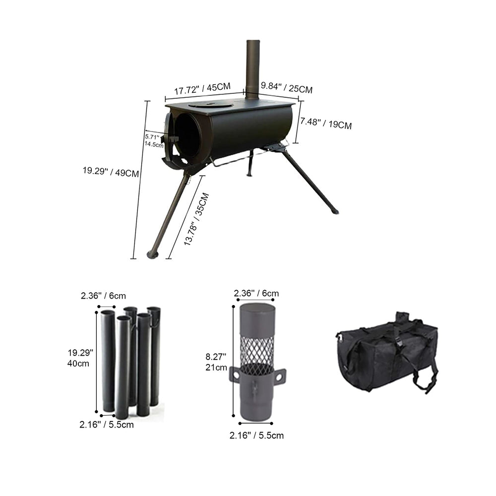 UNISTRENGH folding camp stove in black, side view highlighting portability.