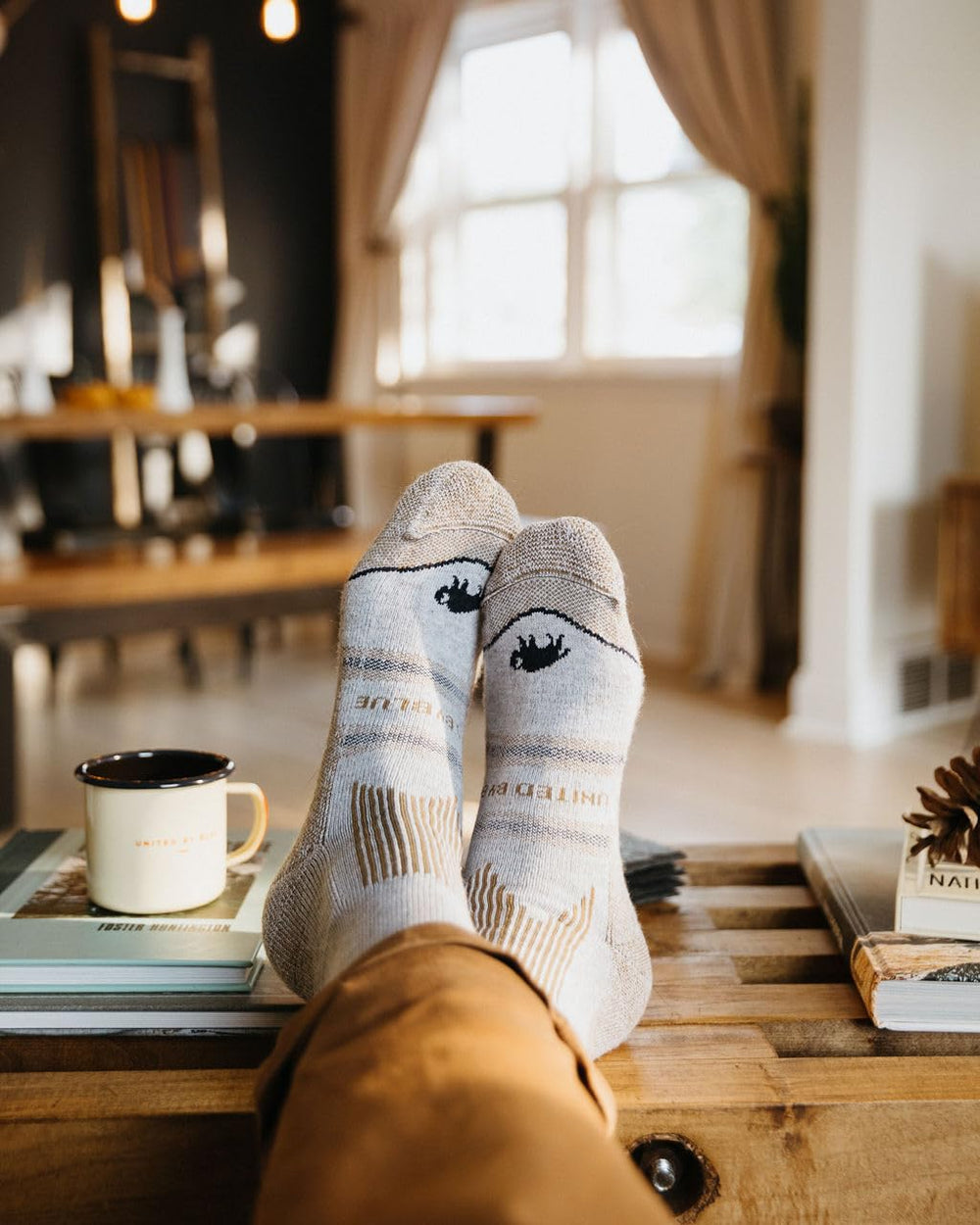 United By Blue Bison Trail Sock red breathable cuff for everyday wear.