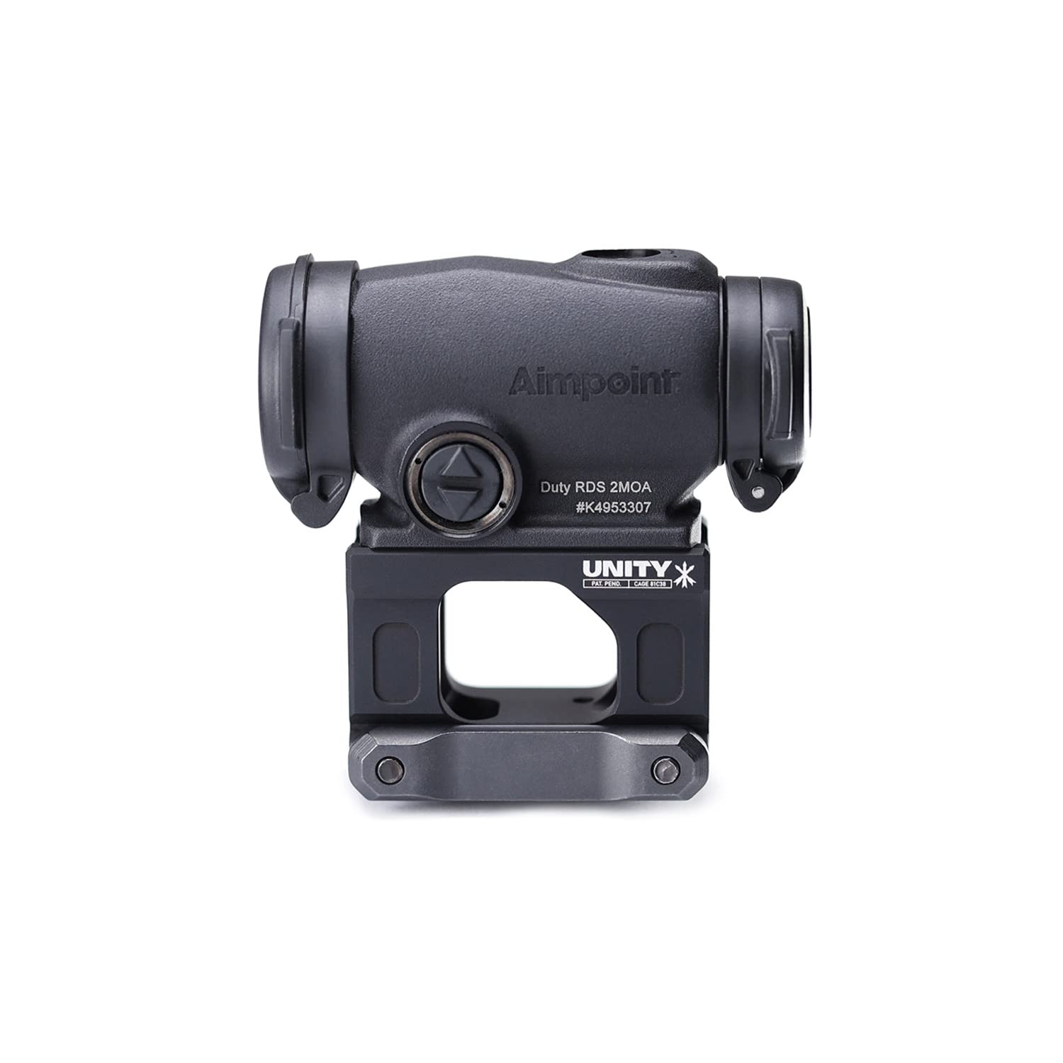 Unity Tactical FST-MISB Fast Micro-S mounted on rail shows compatibility with Aimpoint red dot sights.