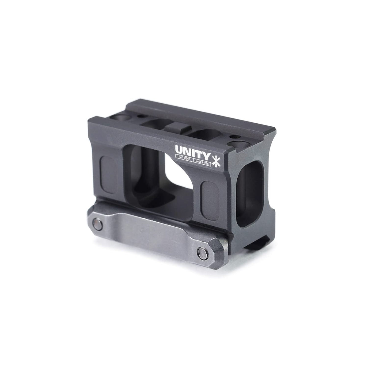 Unity Tactical FST-MISB Fast Micro-S side view shows lightweight 2.3 oz aluminum mount for fast reticle pickup.