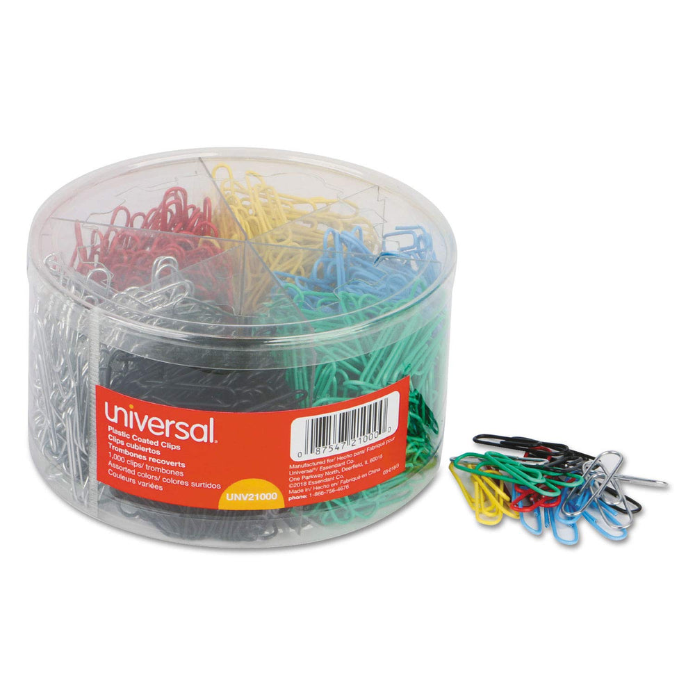 Universal 21000 vinyl-coated paper clip for stacked papers; durable grip keeps documents secure.