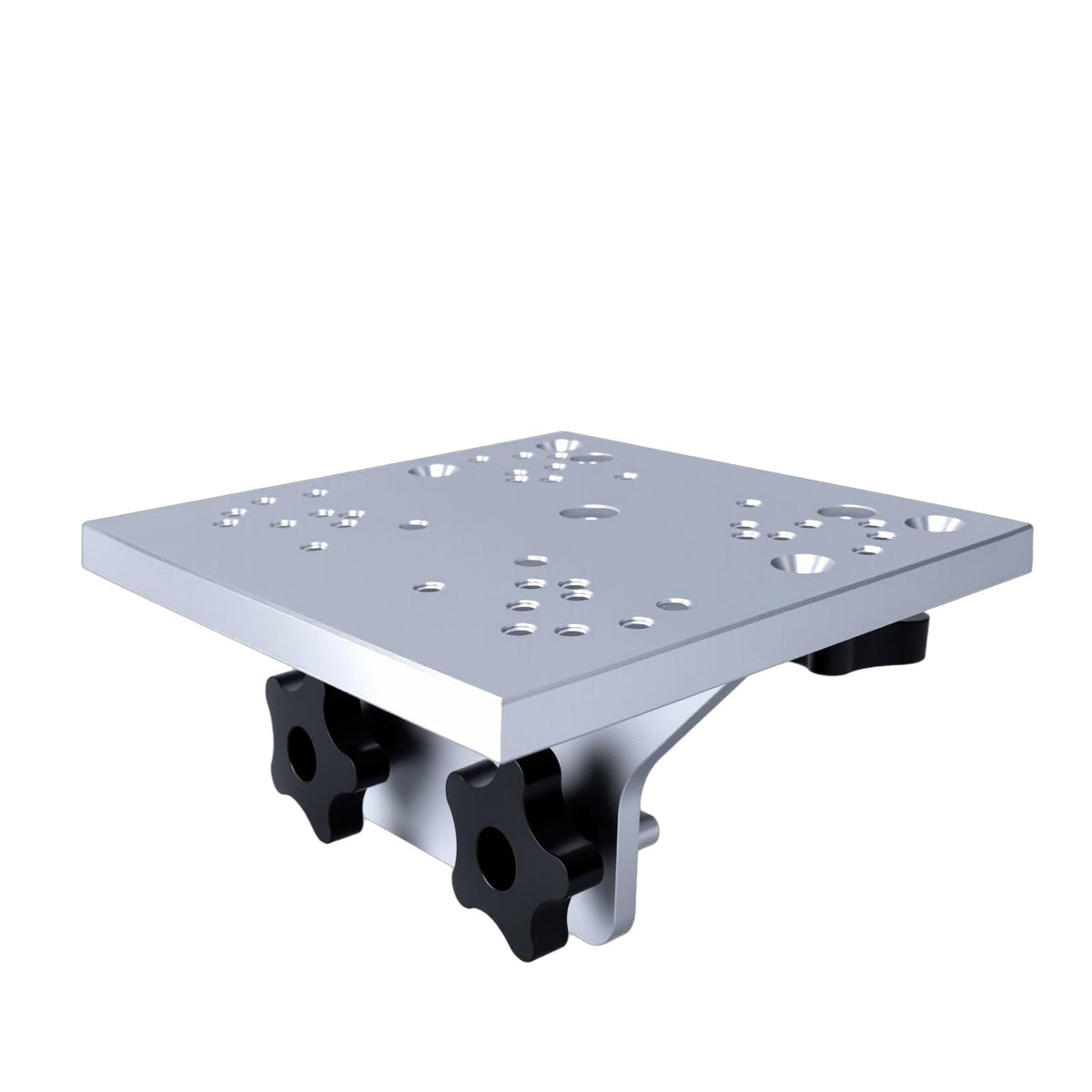 Silver universal aluminum downrigger bracket showing 90 degree fit