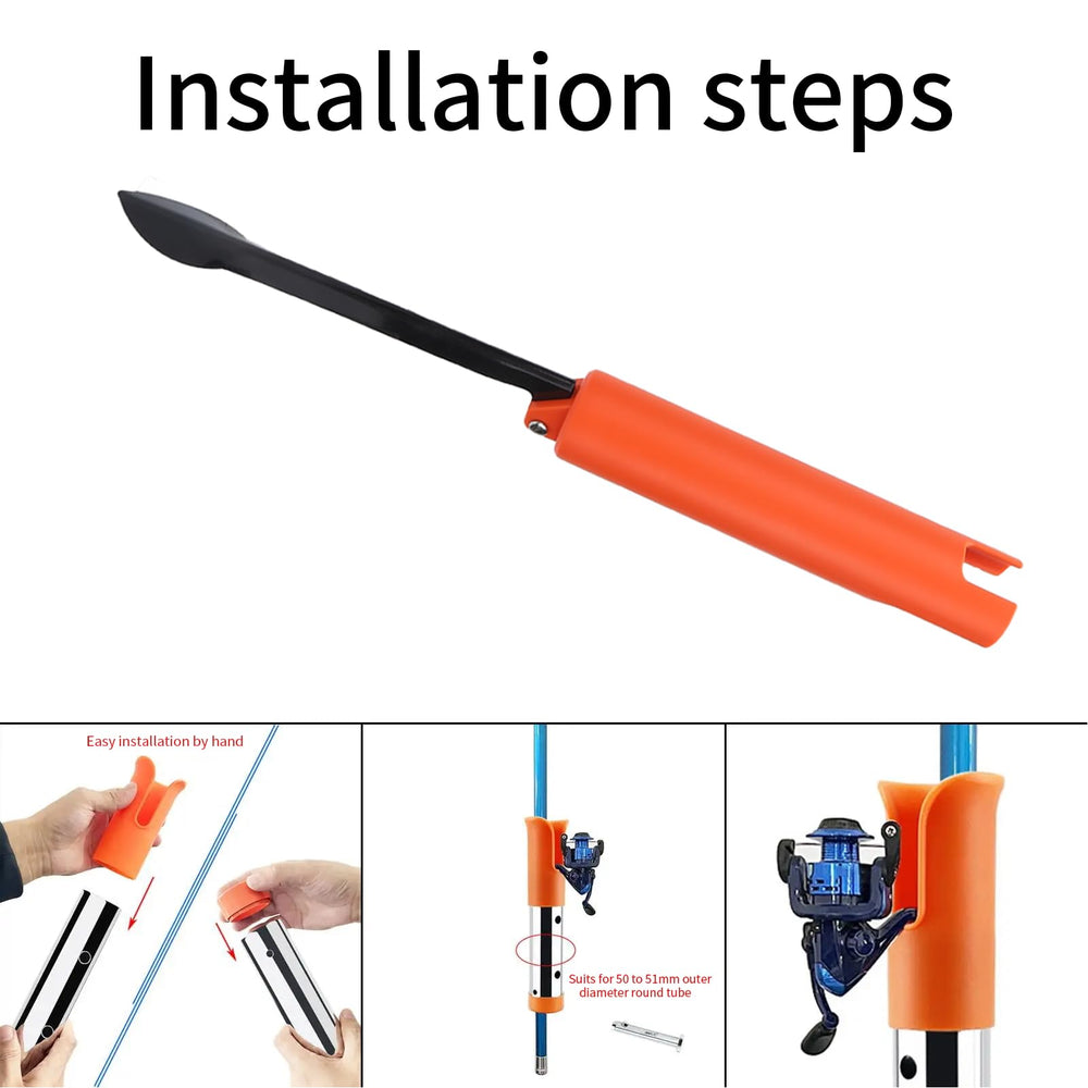 Compact foldable rod holder fitting into a tackle bag