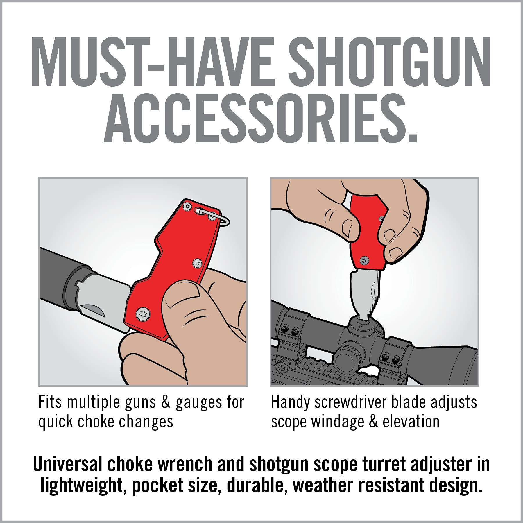 Universal shotgun tool compatible with major brands